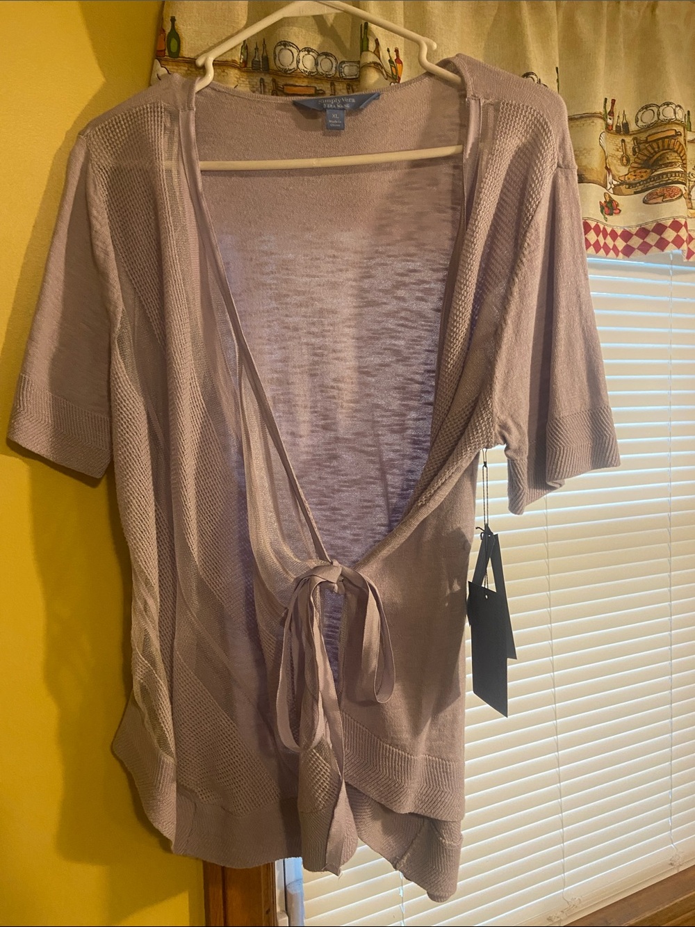 Simply Vera Light Lavender Tie-Front Knit Cardigan